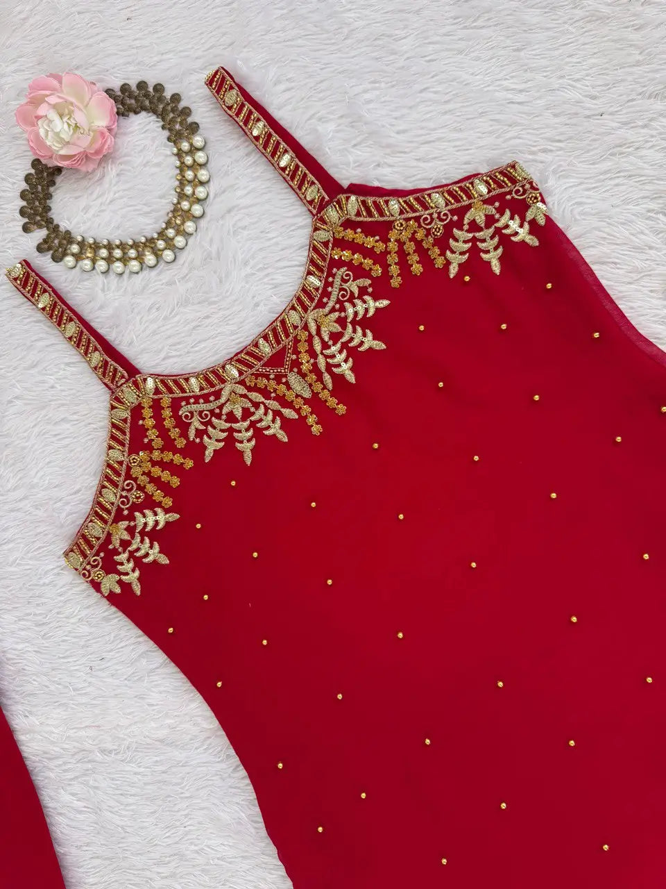 Georgette Embroidered Sharara Set with Dupatta