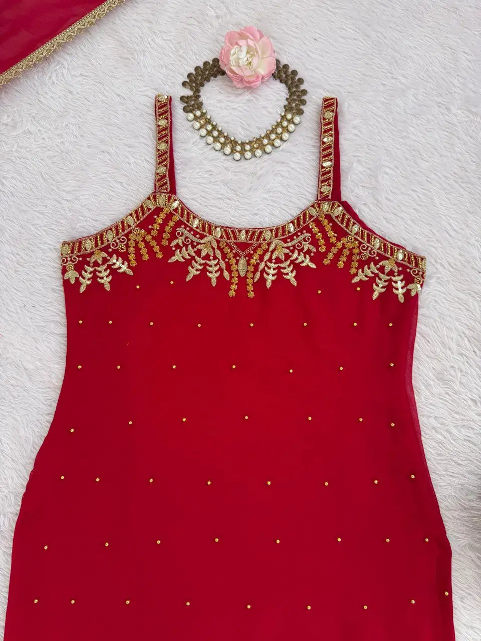 Georgette Embroidered Sharara Set with Dupatta