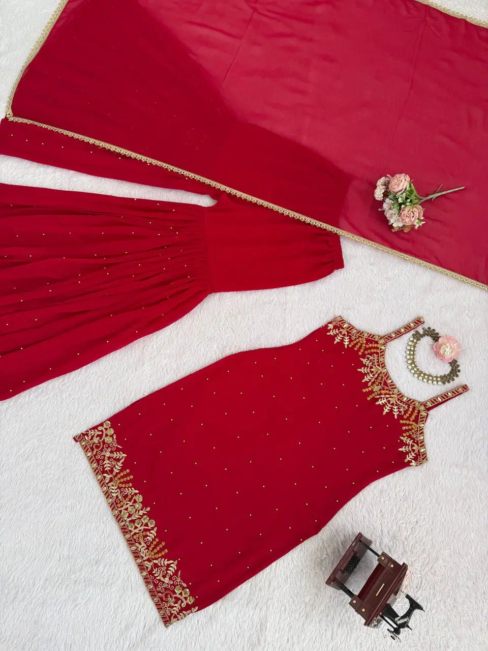 Georgette Embroidered Sharara Set with Dupatta