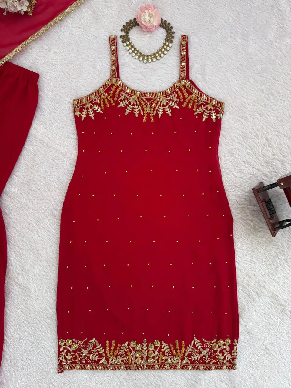 Georgette Embroidered Sharara Set with Dupatta