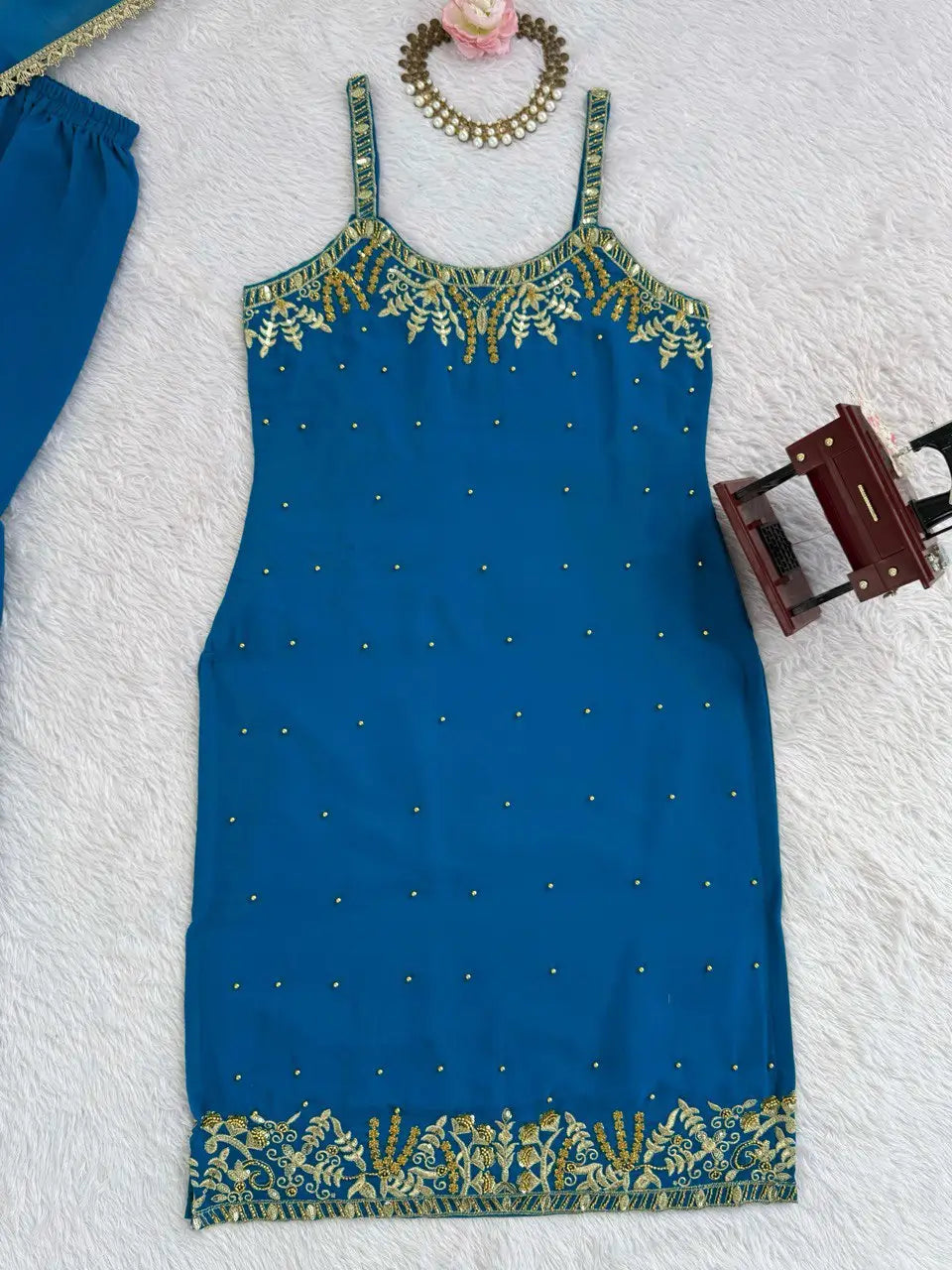 Georgette Embroidered Sharara Set with Dupatta