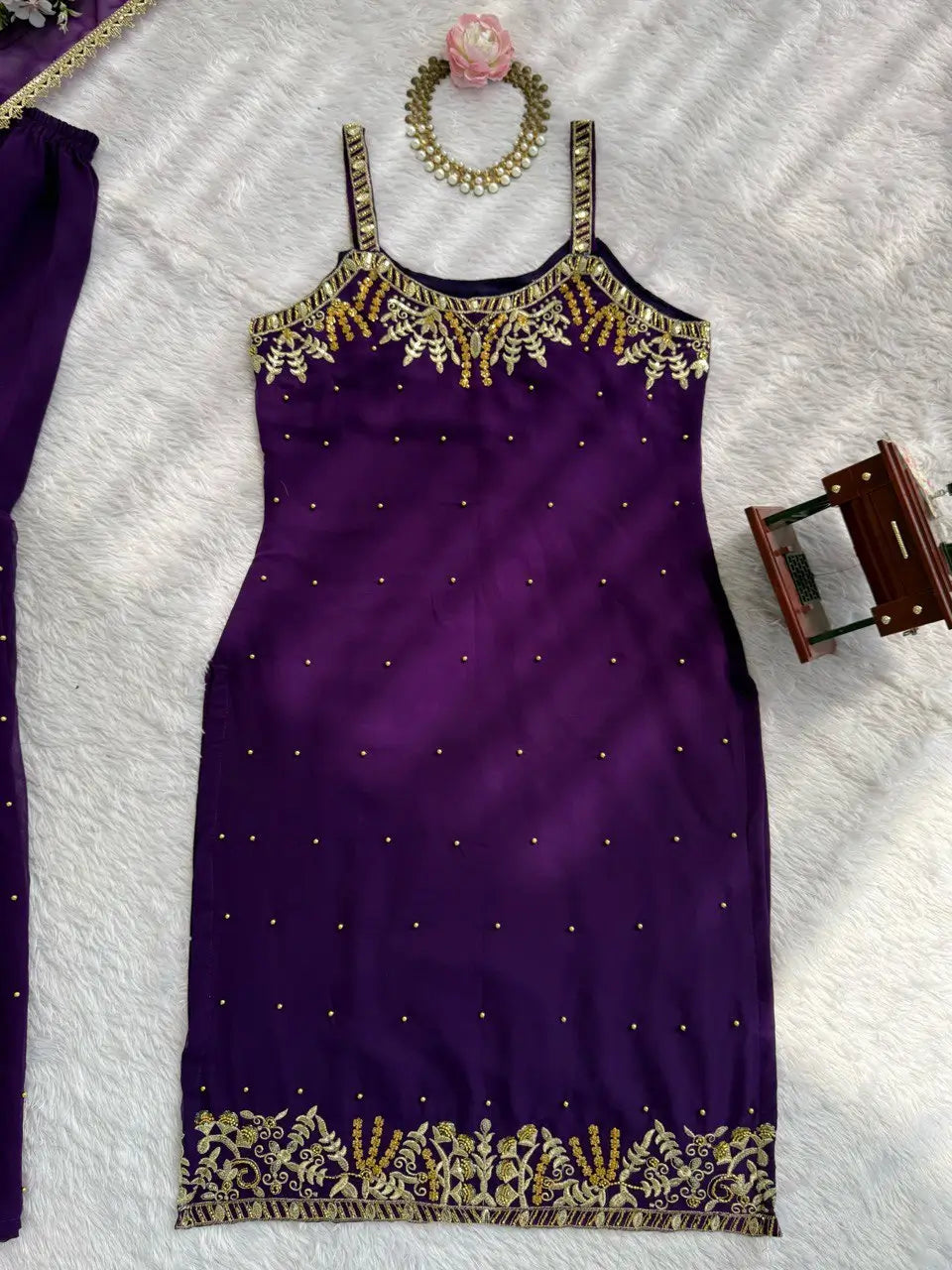 Georgette Embroidered Sharara Set with Dupatta
