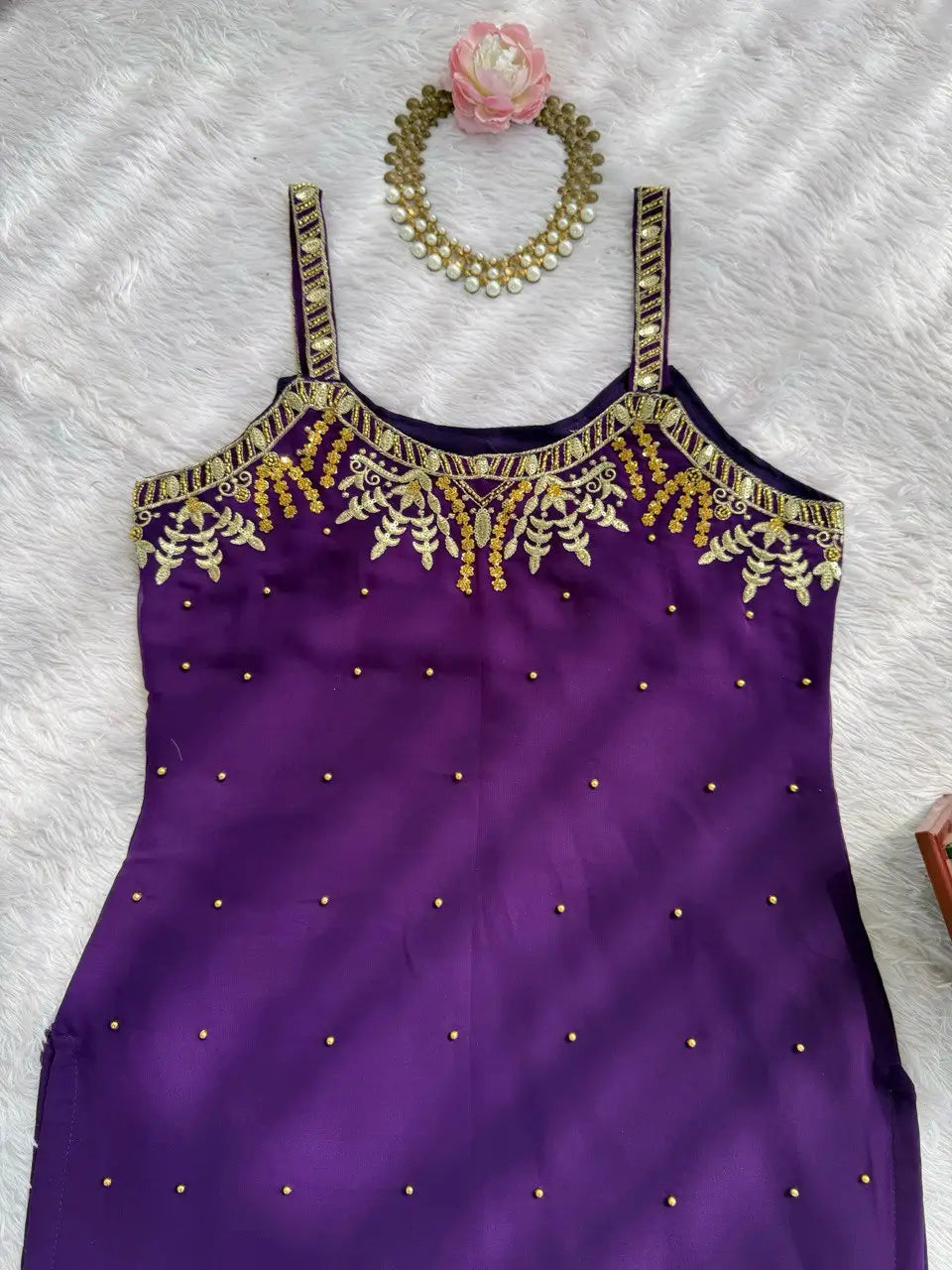 Georgette Embroidered Sharara Set with Dupatta