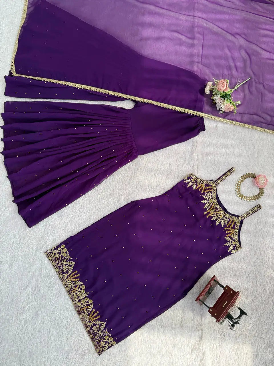 Georgette Embroidered Sharara Set with Dupatta