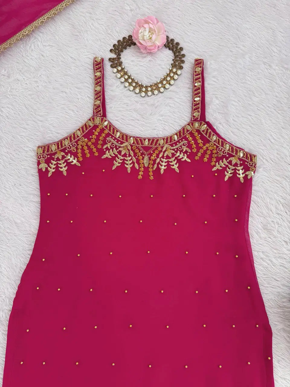 Georgette Embroidered Sharara Set with Dupatta