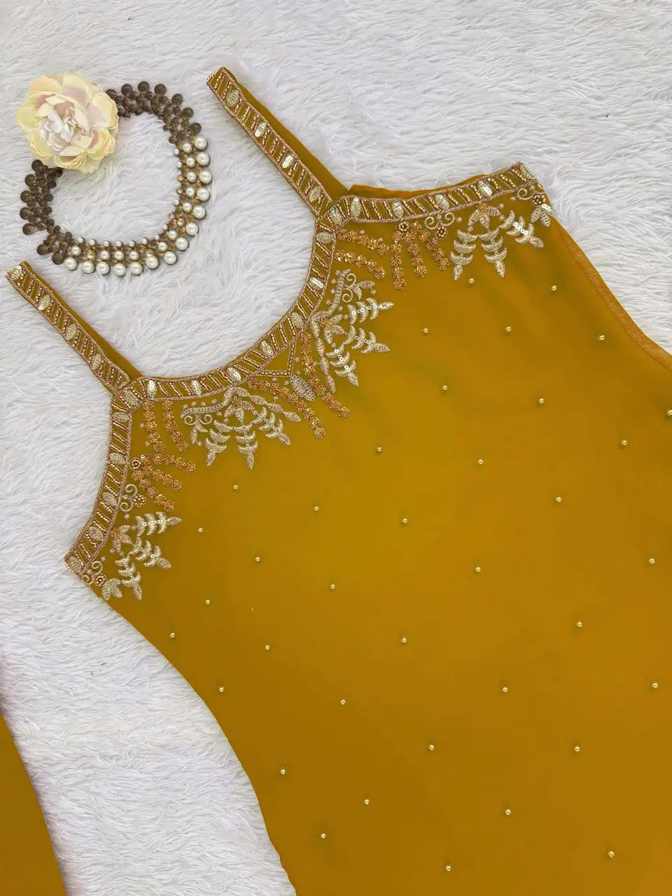 Georgette Embroidered Sharara Set with Dupatta