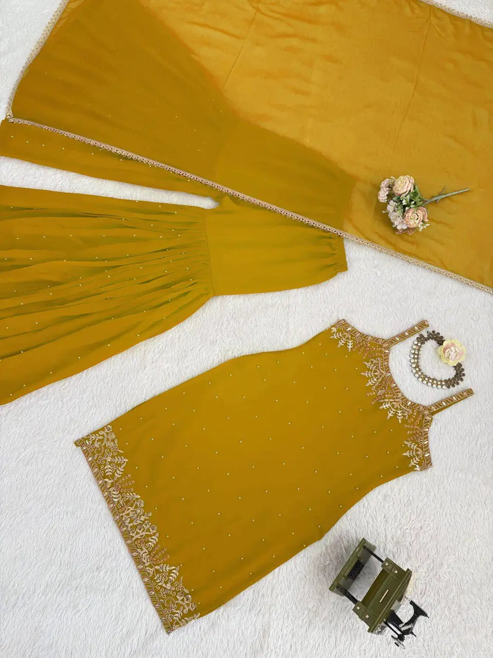 Georgette Embroidered Sharara Set with Dupatta