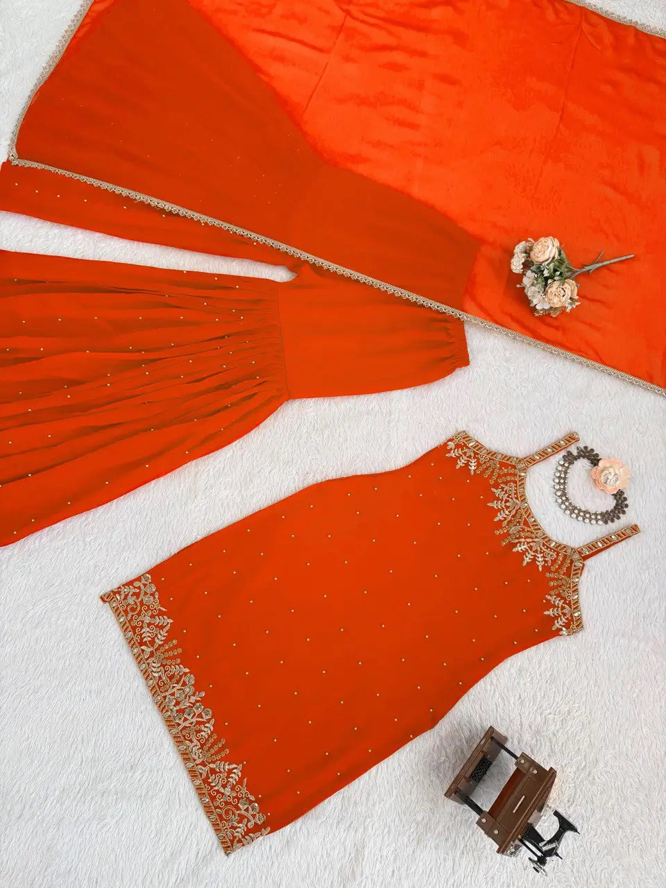 Georgette Embroidered Sharara Set with Dupatta