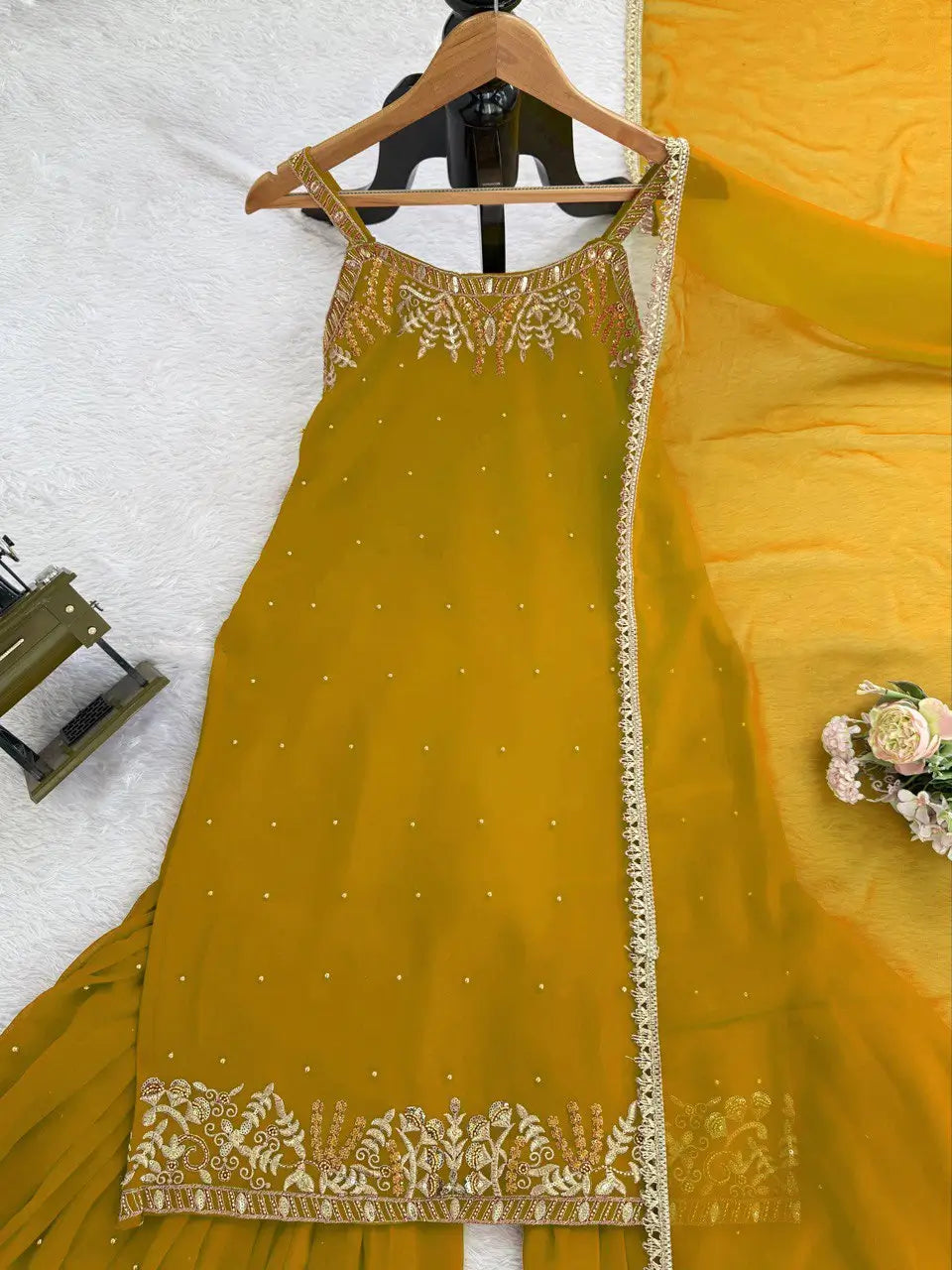 Georgette Embroidered Sharara Set with Dupatta