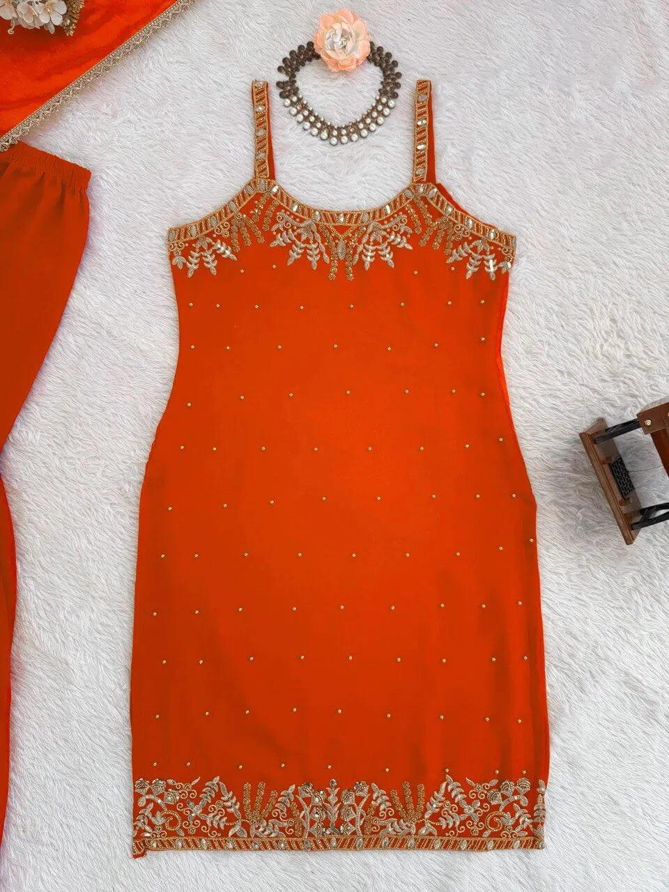 Georgette Embroidered Sharara Set with Dupatta