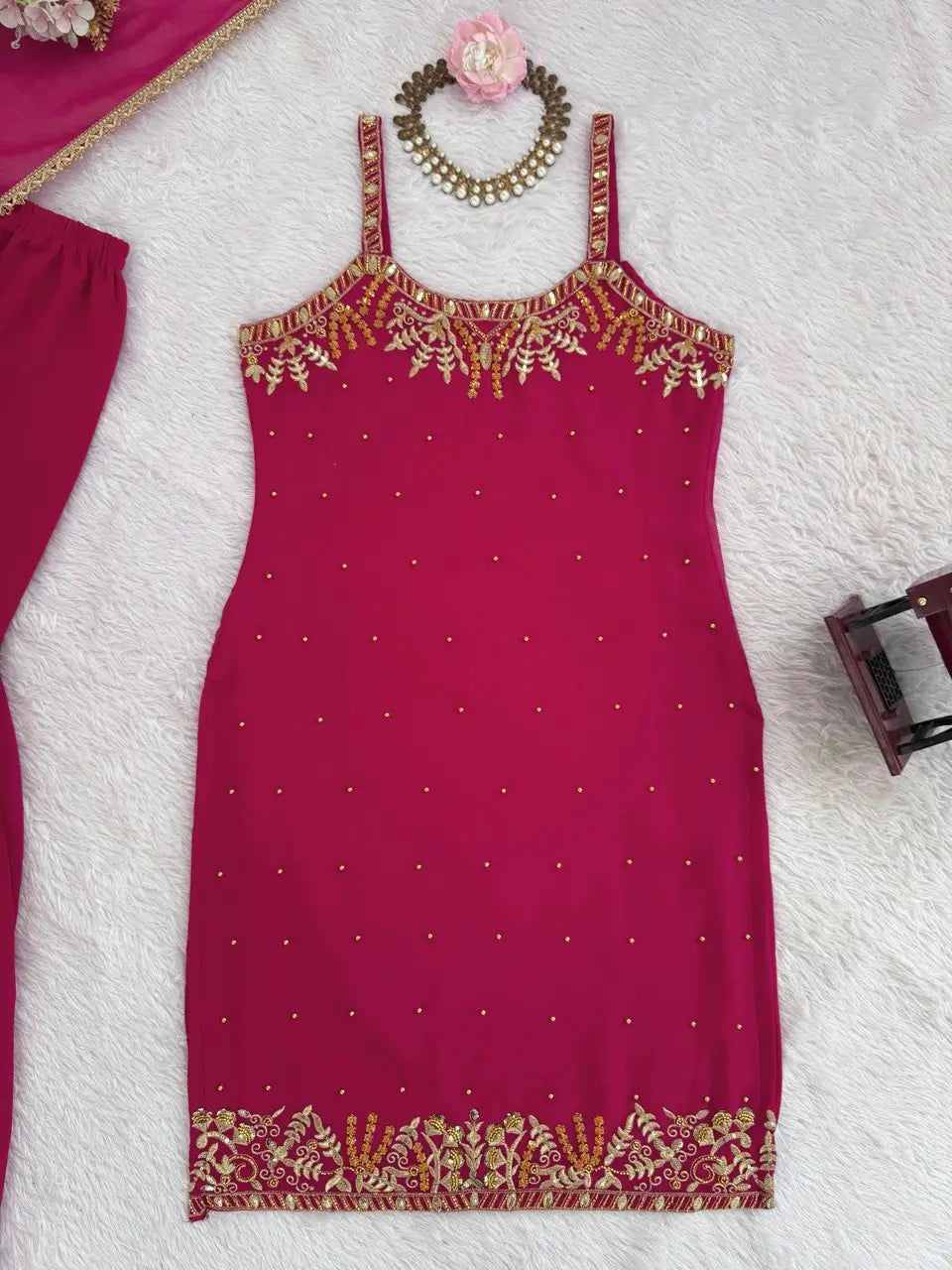 Georgette Embroidered Sharara Set with Dupatta