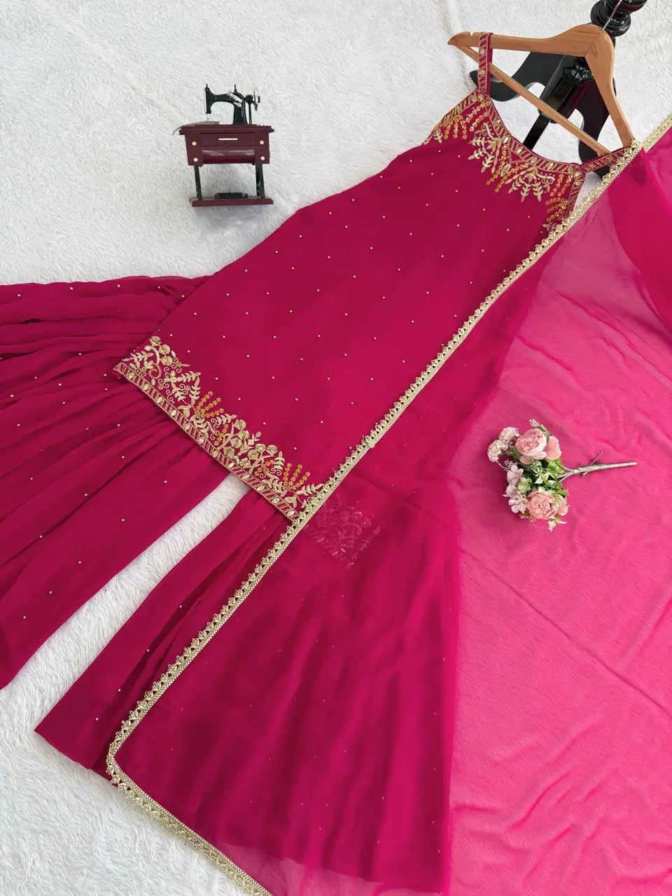 Georgette Embroidered Sharara Set with Dupatta