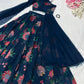 Georgette Floral Printed Lehenga Set with Draped Dupatta Blouse