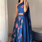 Georgette Floral Printed Lehenga Set with Draped Dupatta Blouse