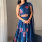 Georgette Floral Printed Lehenga Set with Draped Dupatta Blouse