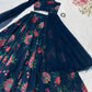 Georgette Floral Printed Lehenga Set with Draped Dupatta Blouse