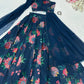Georgette Floral Printed Lehenga Set with Draped Dupatta Blouse