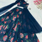 Georgette Floral Printed Lehenga Set with Draped Dupatta Blouse