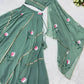 Georgette Handpainted Lehenga Set with Draped Dupatta Blouse
