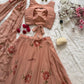 Georgette Handpainted Lehenga Set with Draped Dupatta Blouse