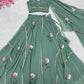 Georgette Handpainted Lehenga Set with Draped Dupatta Blouse