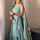 Georgette Handpainted Lehenga Set with Draped Dupatta Blouse