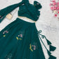 Georgette Handpainted Lehenga Set with Draped Dupatta Blouse