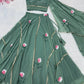 Georgette Handpainted Lehenga Set with Draped Dupatta Blouse