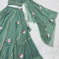Georgette Handpainted Lehenga Set with Draped Dupatta Blouse