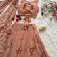Georgette Handpainted Lehenga Set with Draped Dupatta Blouse
