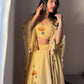 Georgette Handpainted Lehenga Set with Jacket and Blouse