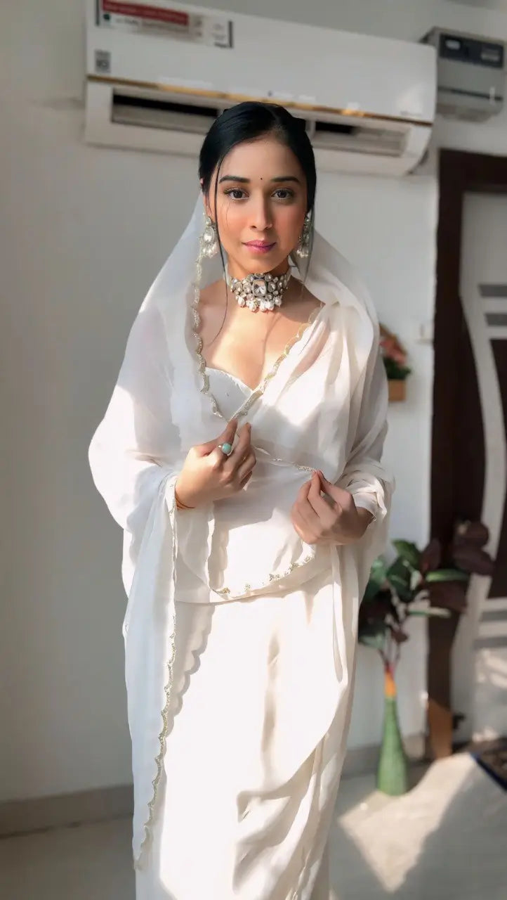 Georgette Handwork Ready to Wear Saree Set