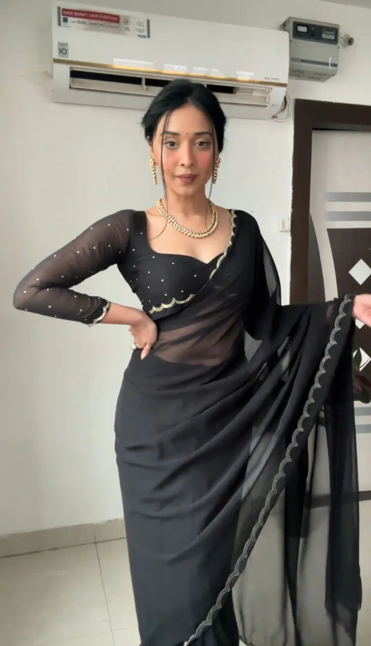 Georgette Handwork Ready to Wear Saree Set