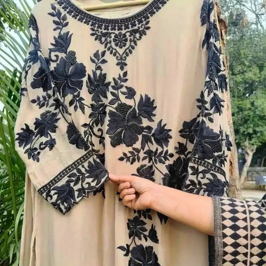 Georgette Kurta Palazzo Set with Cutwork