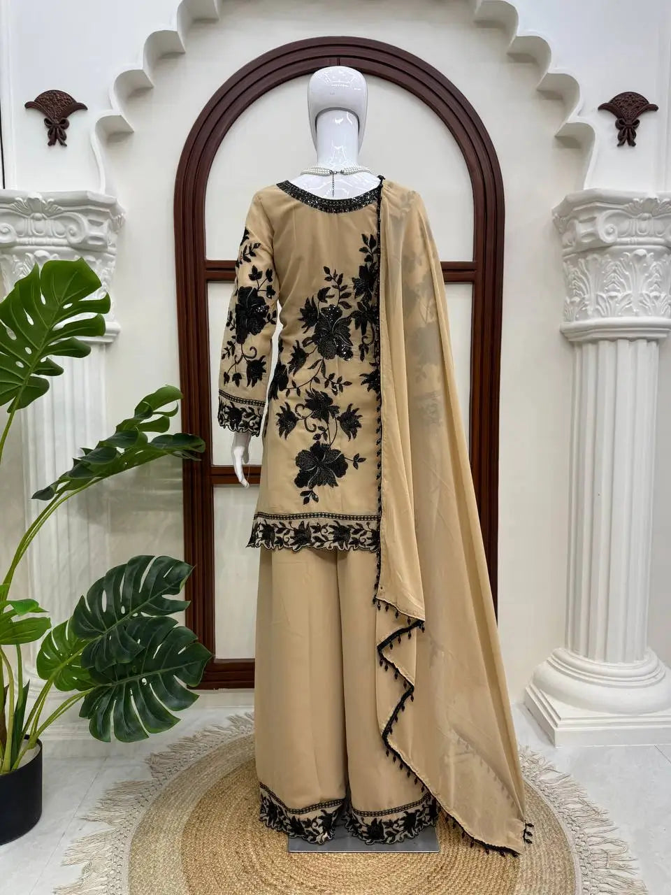 Georgette Kurta Palazzo Set with Cutwork