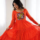 Georgette Laheriya Print Anarkali Gown with Gamthi Work