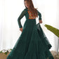 Georgette Laheriya Print Anarkali Gown with Gamthi Work