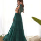Georgette Laheriya Print Anarkali Gown with Gamthi Work