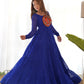 Georgette Laheriya Print Anarkali Gown with Gamthi Work