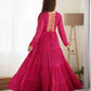 Georgette Laheriya Print Anarkali Gown with Gamthi Work