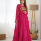 Georgette Laheriya Print Anarkali Gown with Gamthi Work