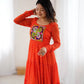 Georgette Laheriya Print Anarkali Gown with Gamthi Work