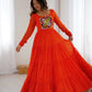Georgette Laheriya Print Anarkali Gown with Gamthi Work