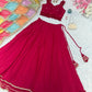 Georgette Lehenga Set with Handcrafted Blouse and Organza Dupatta