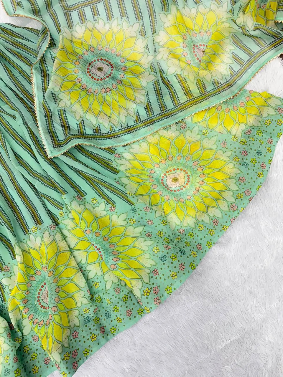 Georgette Lehriya Print Anarkali Set