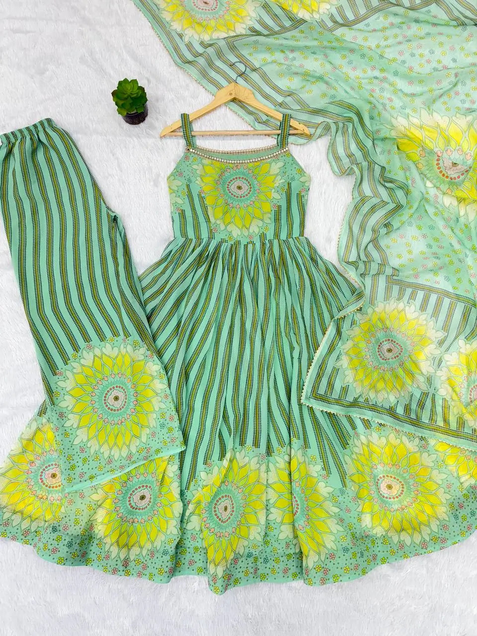 Georgette Lehriya Print Anarkali Set