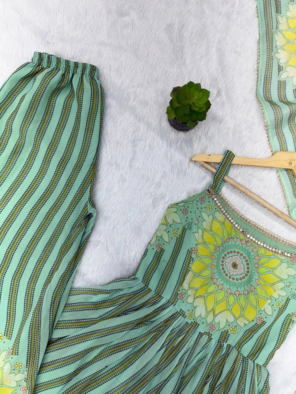 Georgette Lehriya Print Anarkali Set