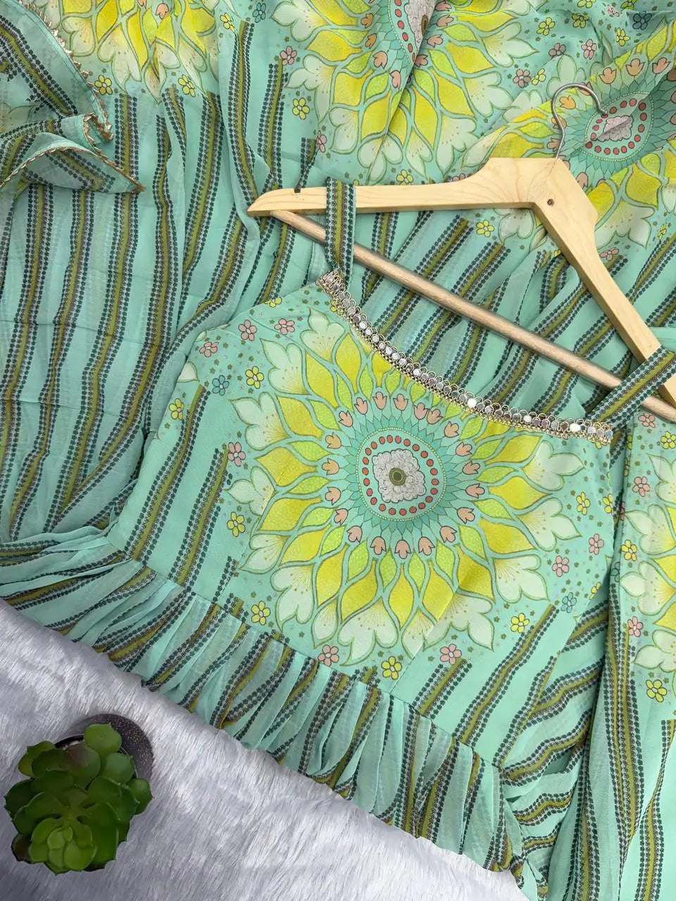 Georgette Lehriya Print Anarkali Set