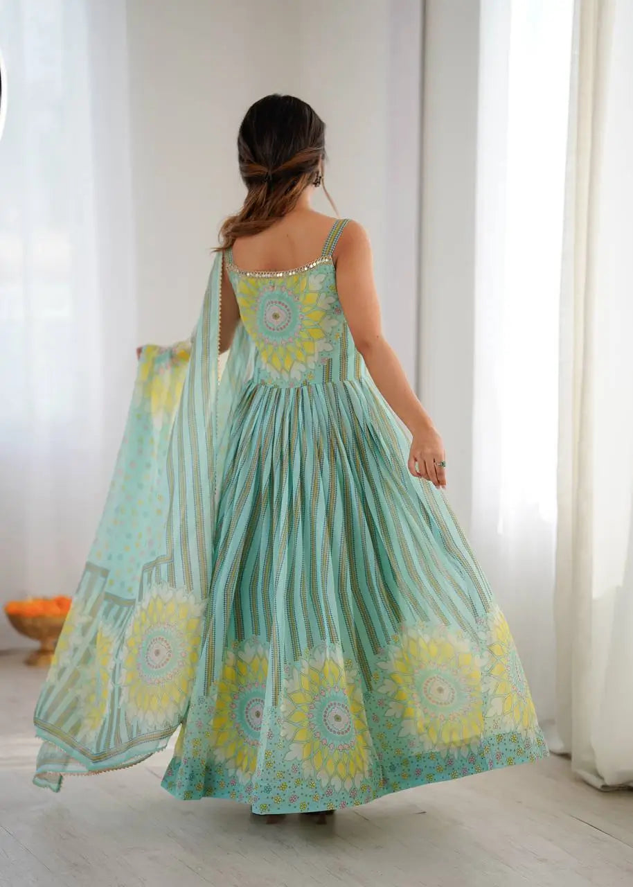 Georgette Lehriya Print Anarkali Set