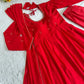 Georgette Mirror Work Gown Set with Dupatta